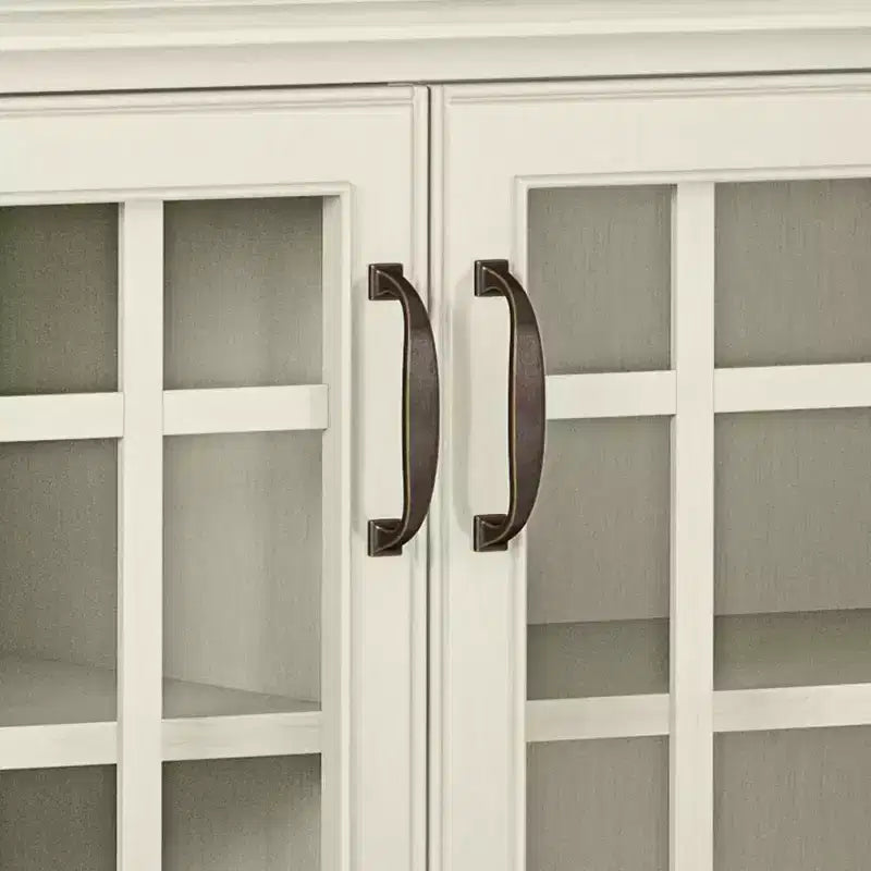 Hampshire Low Storage Cabinet Antique White - WyndenHall: Traditional Style, Adjustable Shelves, Glass Doors