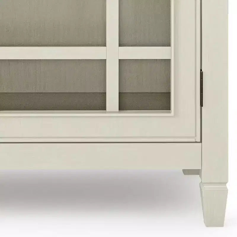 Hampshire Low Storage Cabinet Antique White - WyndenHall: Traditional Style, Adjustable Shelves, Glass Doors