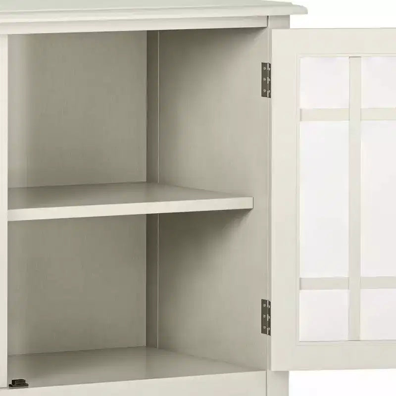 Hampshire Low Storage Cabinet Antique White - WyndenHall: Traditional Style, Adjustable Shelves, Glass Doors