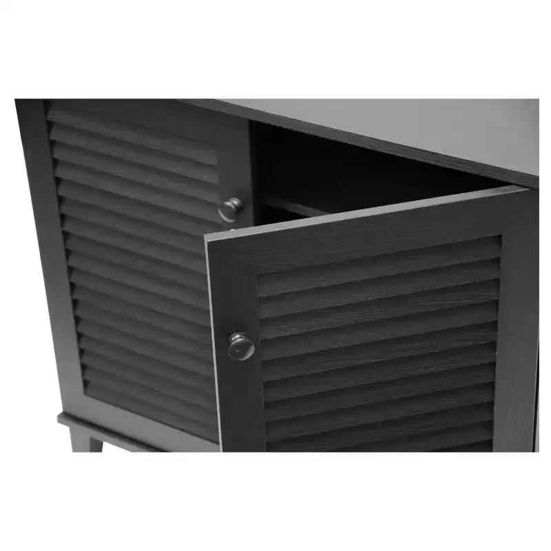 Baxton Studio Coolidge Shoe - Storage Cabinet - Espresso: Wood Composite, Freestanding Organizer for 16 Pairs