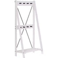 68" Solid Wood X Back Angled Hall Tree White Wash - Saracina Home: Pine Construction, Metal Hooks, Slatted Shelf