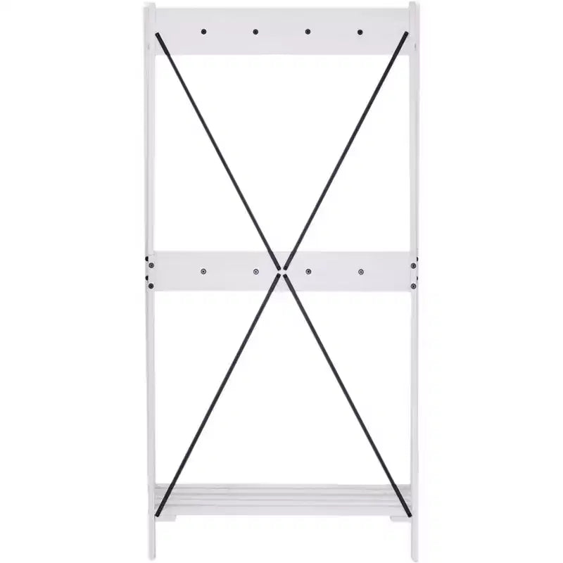 68" Solid Wood X Back Angled Hall Tree White Wash - Saracina Home: Pine Construction, Metal Hooks, Slatted Shelf