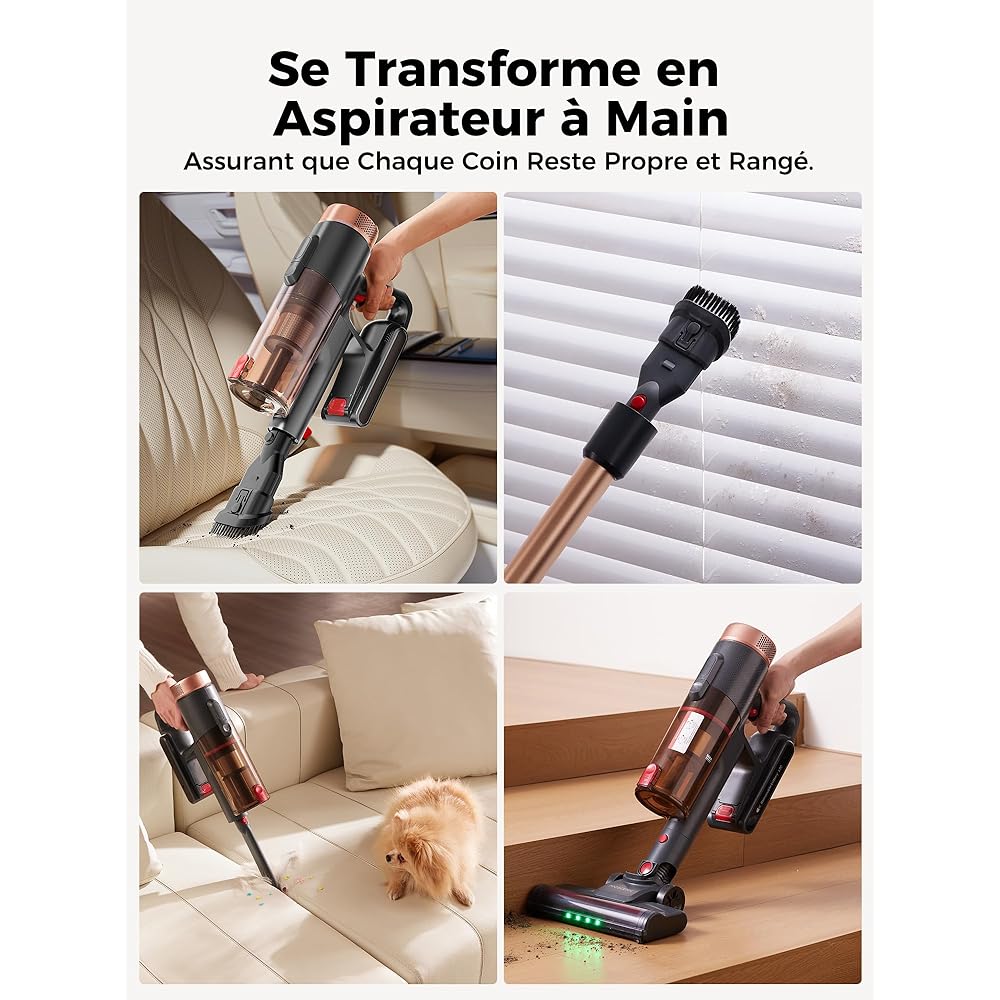Proscenic P11 Ultra Aspirateur Balai sans Fil,40KPA 450W Aspirateur sans Fil Puissant,LED GreenEye,Brosse Anti-Emmêlement,télescopique Léger Aspirateur Balai pour Tapis Poils Animaux Sol Dur Voiture : Cuisine et Maison