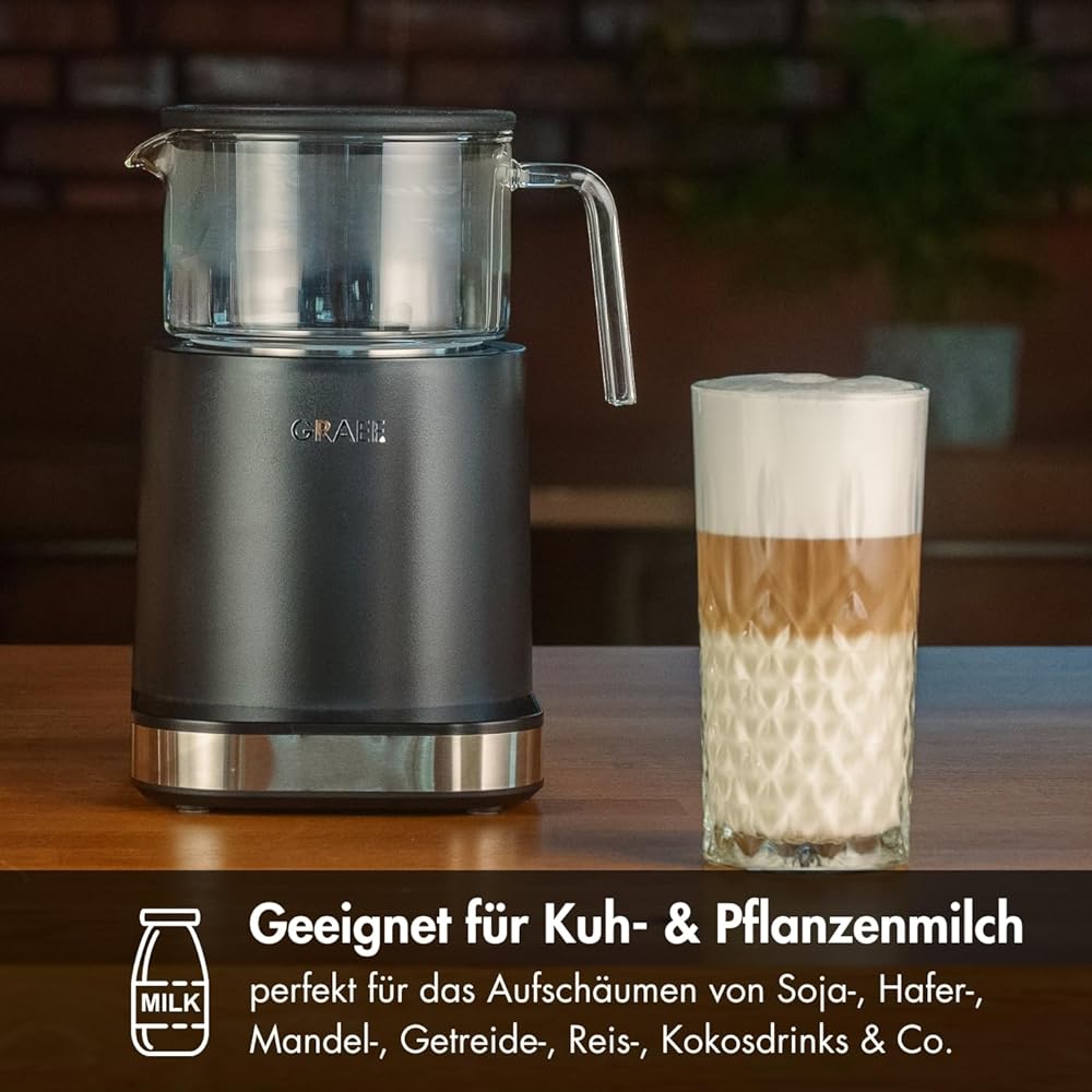 GRAEF MS902 Mousseur à lait en verre, à induction, 6 programmes automatiques, écran tactile, jusqu'à 400 ml de mousse de lait, chocolat chaud : Cuisine et Maison