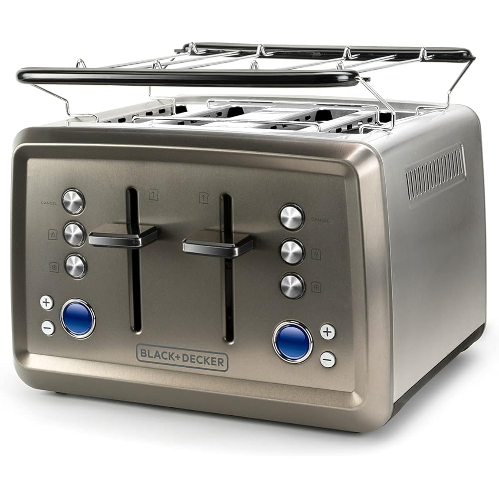 BLACK+DECKER Grille-pain, Inox, Avec chauffe-pain : Cuisine et Maison