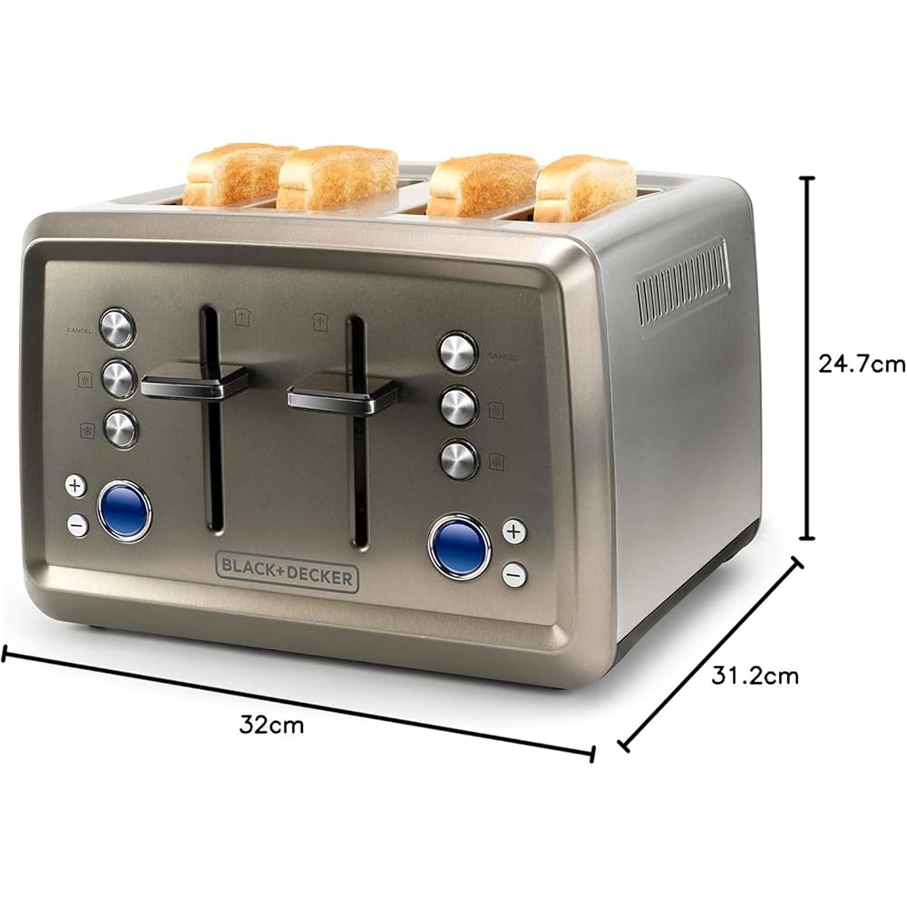 BLACK+DECKER Grille-pain, Inox, Avec chauffe-pain : Cuisine et Maison