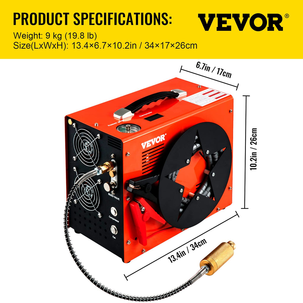 VEVOR PCP-Kompressor, 300 bar, 12V/220V