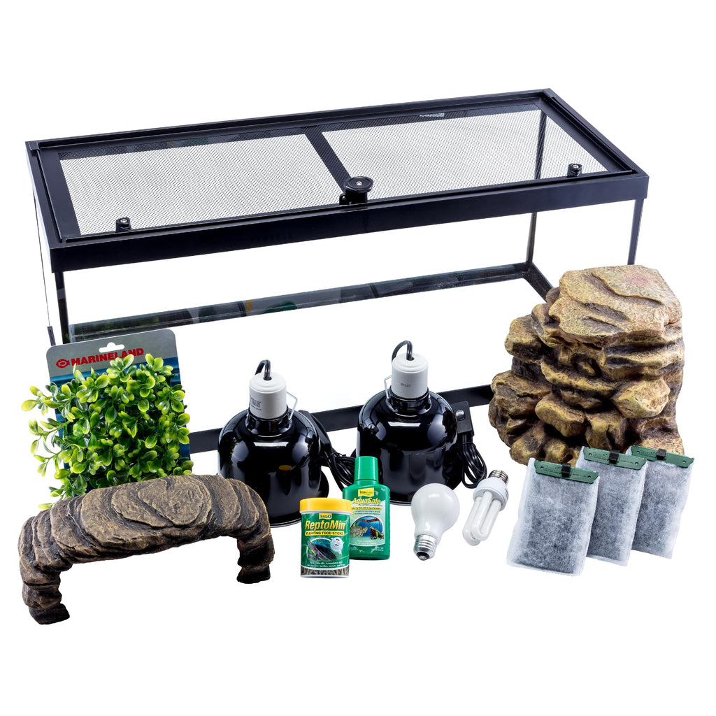 Tetra Aquatic Turtle Deluxe Kit 20 Gallons, aquarium With Filter And Heating Lamps, 30 IN (NV33230)