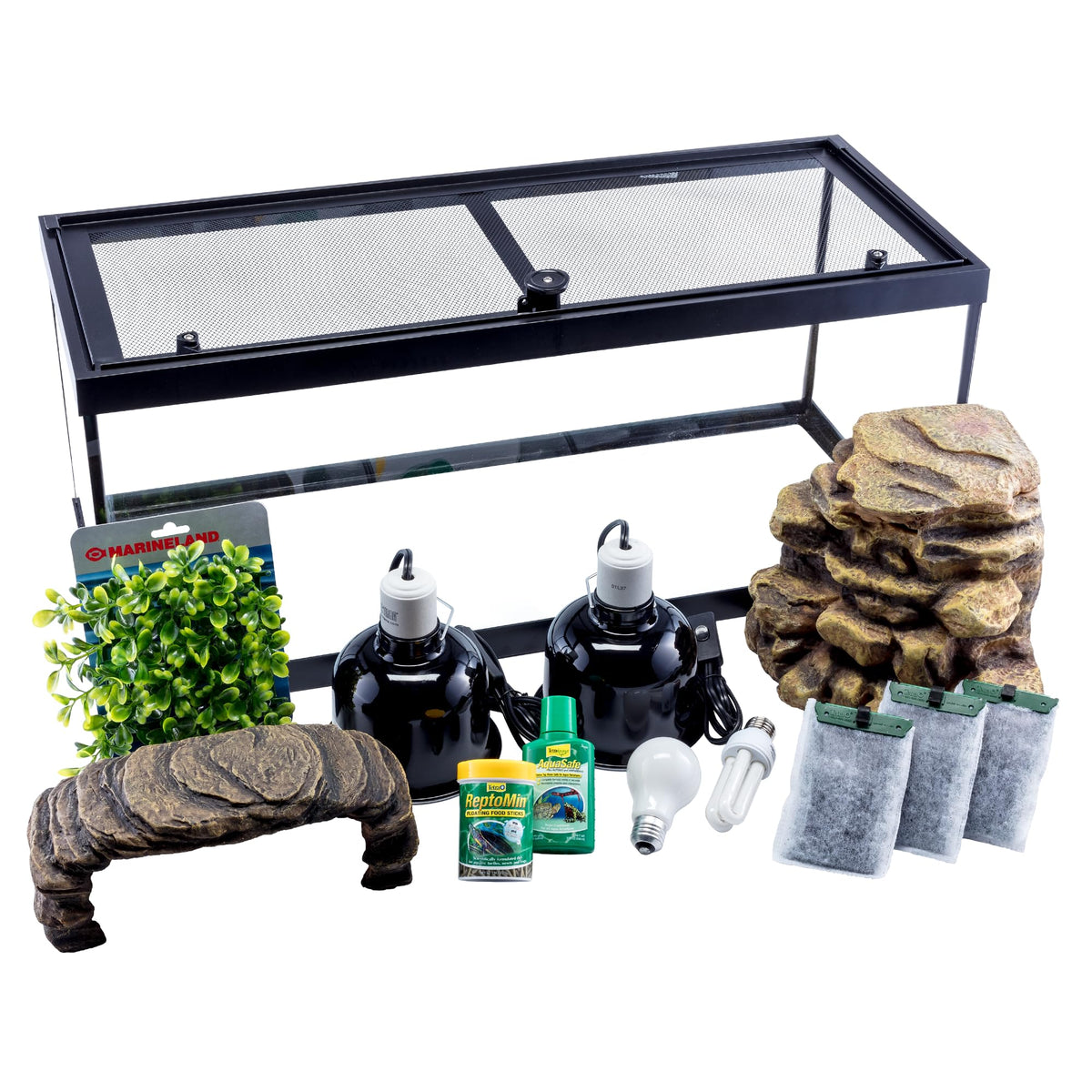 Tetra Aquatic Turtle Deluxe Kit 20 Gallons, aquarium With Filter And Heating Lamps, 30 IN (NV33230)