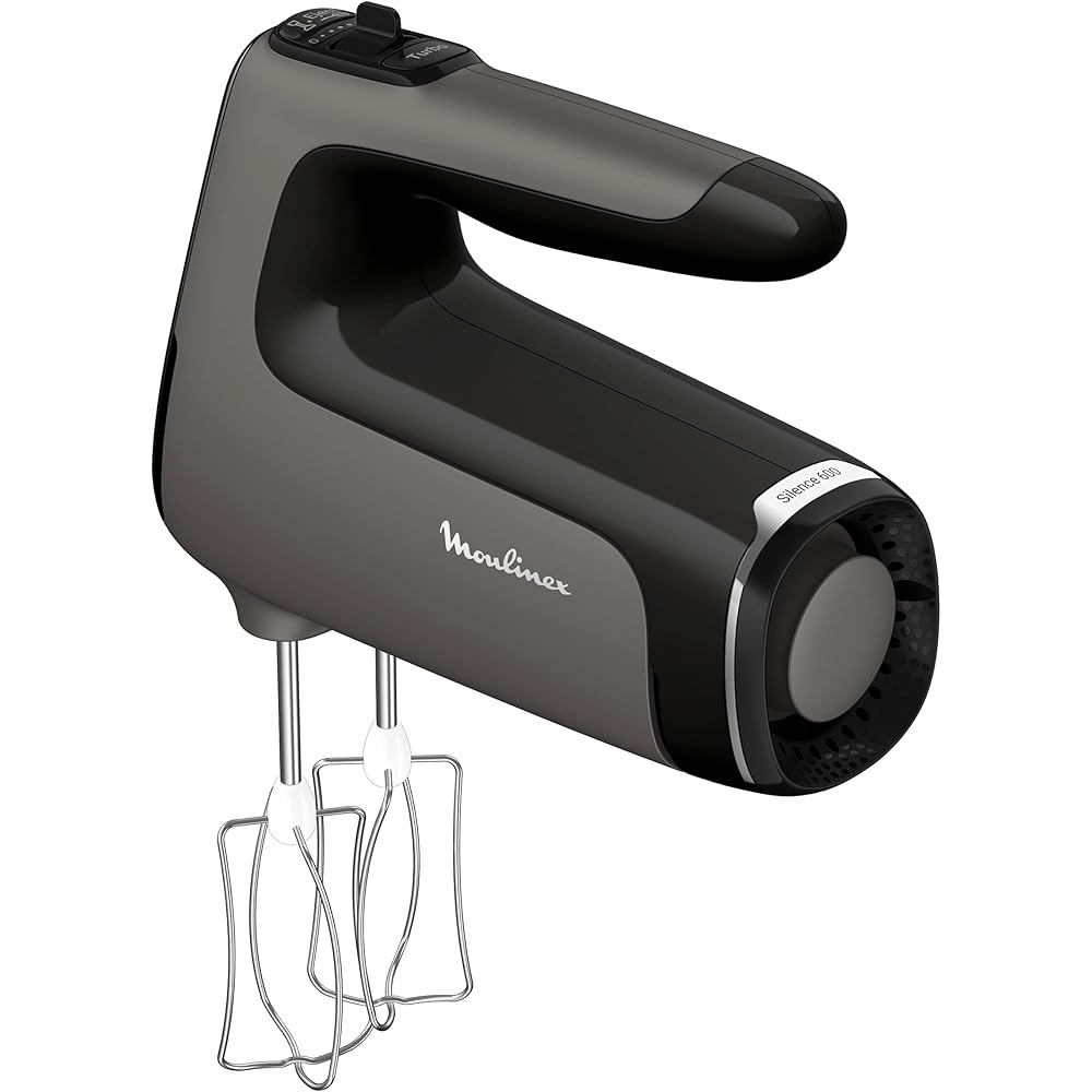 Moulinex Mixeur Powermix Silence HM650 - Mixeur à main pétrisseur et fouet 600 W - Vitesse réglable avec fonction turbo - Élaboration de pain, pizza ou patisserie - Moteur silencieux, HM650E : Cuisine et Maison