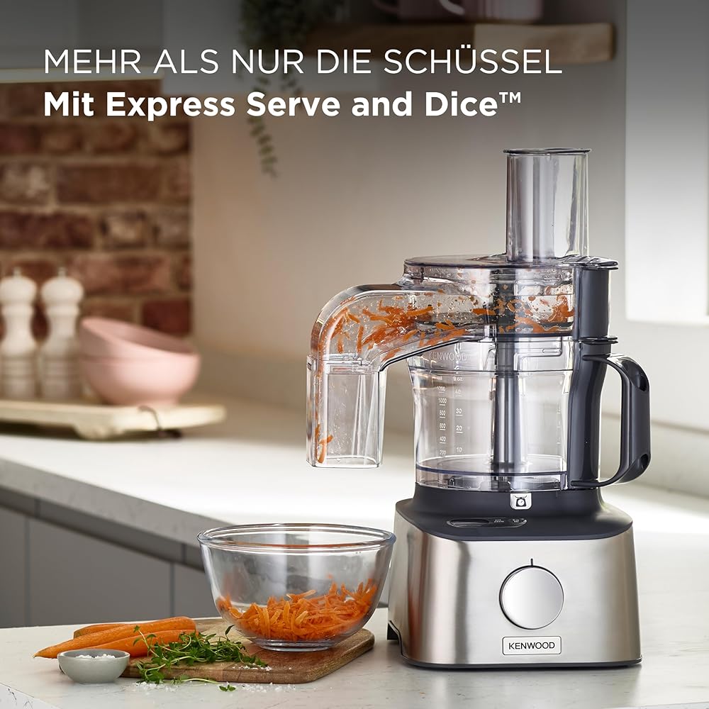 Kenwood Multipro Compact + FDM315SS Robot de cuisine compact, 2,1 l, balance intégrée, couteau en acier inoxydable, 4 disques de travail et 5 autres accessoires, boîtier en métal, 800 W, argenté : Cuisine et Maison