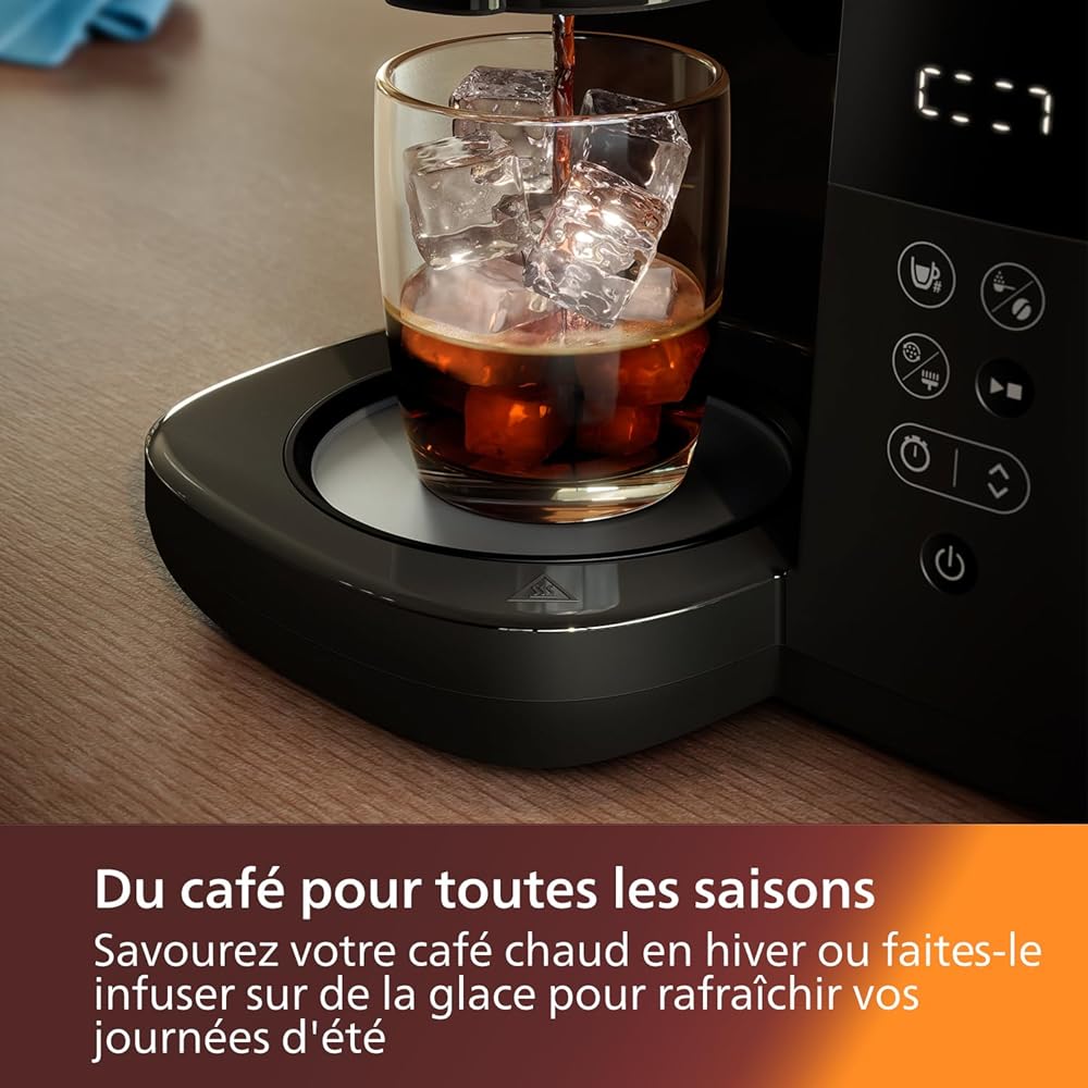 Philips Cafetière Filtre Tout-en-1 - Broyeur Conique Intégré pour des Grains Frais - Préparez dans un Pichet en Verre de 1,25 l ou Directement dans une Tasse : Cuisine et Maison