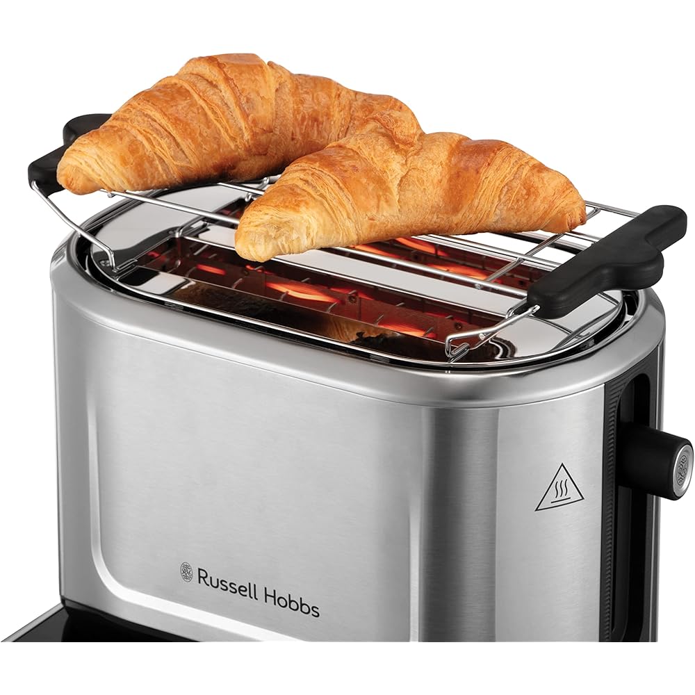 Russell Hobbs Grille Pain [Programmable] Attentiv (Fentes extra larges, Tactile, mémorisele brunissage, Tout type de pain, Surélévation, Chauffe Viennoiserie,Tiroir Ramasse Miettes) Toaster 26210-56 : Cuisine et Maison