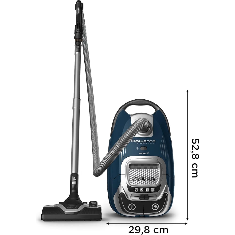 ROWENTA Silence Force Effitech Aspirateur avec Sac, Silencieux 57 DB(A), Basse consommation, Haute Filtration, Rayon d'action 12 m, Fabriqué en France RO7451EA, Bleu : Cuisine et Maison