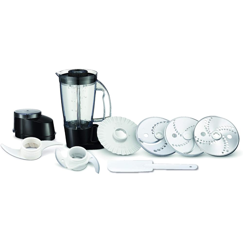 Moulinex Double Force Compact Robot multifonction, Bol 3 L, Blender 1,25 L, 6 options de vitesse, 9 accessoires inclus FP546811, Noir / Gris Foncé : Cuisine et Maison