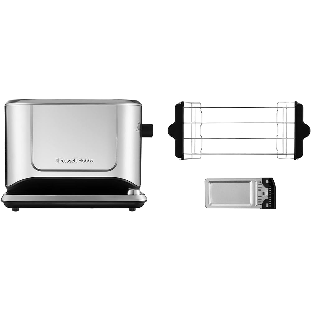 Russell Hobbs Grille Pain [Programmable] Attentiv (Fentes extra larges, Tactile, mémorisele brunissage, Tout type de pain, Surélévation, Chauffe Viennoiserie,Tiroir Ramasse Miettes) Toaster 26210-56 : Cuisine et Maison
