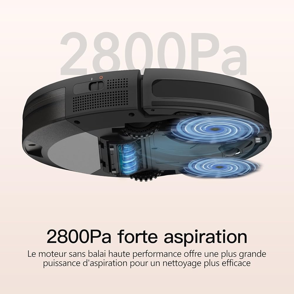 AIRROBO P20 Aspirateur Robot, 2800Pa Puissance d'Aspiration, 120 Mins d'Autonomie, Robot Aspirateur Intelligente Connecté WiFi/App, Silencieux Idéal pour Poils d'animaux, Cheveux, Poussière : Cuisine et Maison