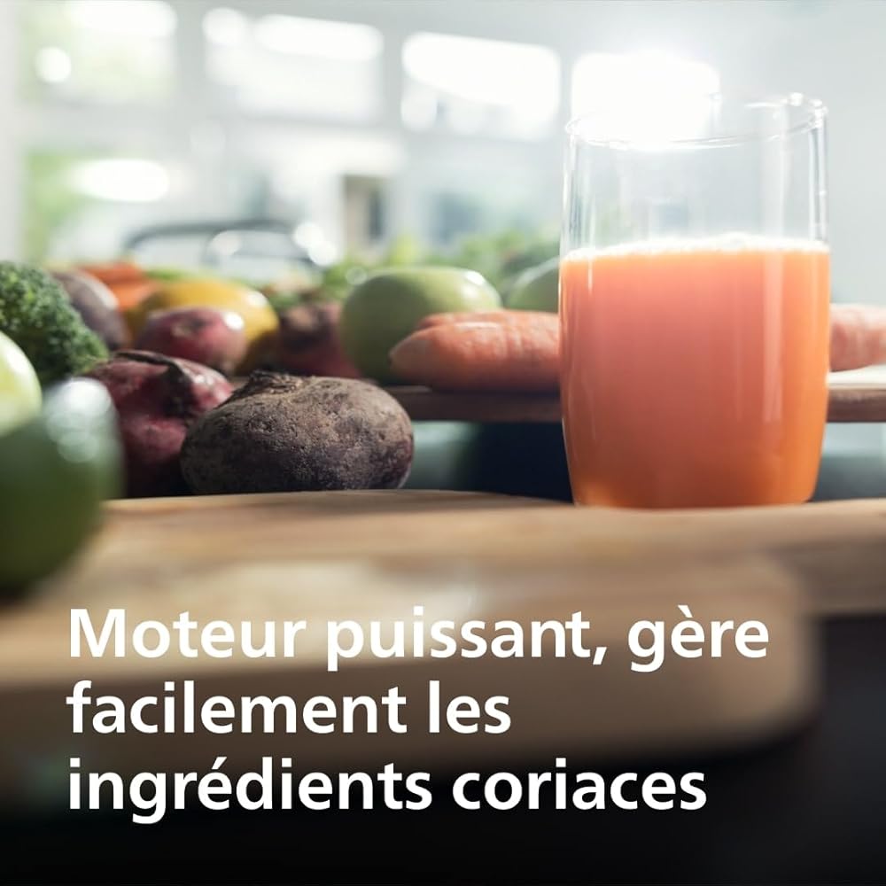 Philips Extracteur de Jus Série 3000 – Cheminée XXL, Technologie FiberBoost, QuickClean, Capacité de 2L, Moteur Puissant de 1100W pour Jus Lisse ou Riche en Pulpe (HR1921/20) : Cuisine et Maison