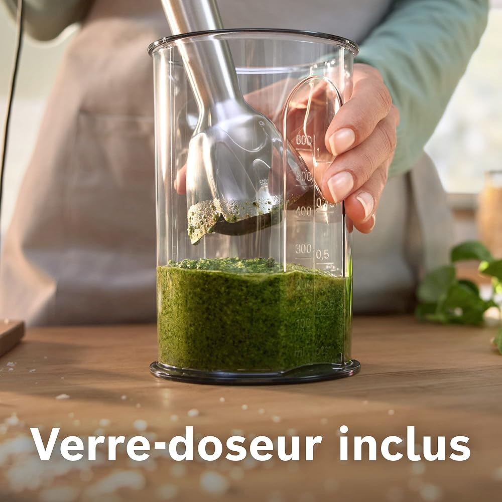 Bosch, mixeur plongeant, ErgoMaster Series 6, moteur 1200 watts refroidi par air, contrôle dynamique de la vitesse, couteau QuattroBlade Pro, accessoires inclus, MSM6M810 : Cuisine et Maison