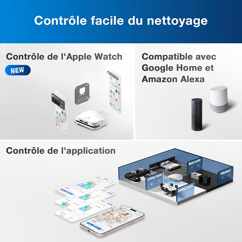 ECOVACS Aspirateur Robot DEEBOT X5 Omni, Robot Aspirateur Laveur avec Station, 12800Pa, ZeroTangle, Nettoyage Humide adaptatif TruEdge, Lavage à l'eau Chaude à 70°C, Levage des Patins de 15mm, Blanc : Cuisine et Maison