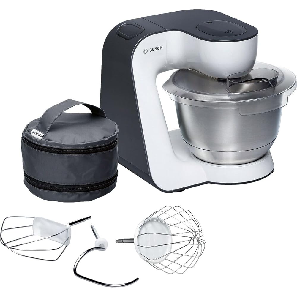 Bosch, robot pâtissier, moteur 900 watts, mélange homogène 3D, 7 vitesses, accessoires pâtisserie, compact, blanc/gris, MUM54A00 : Cuisine et Maison