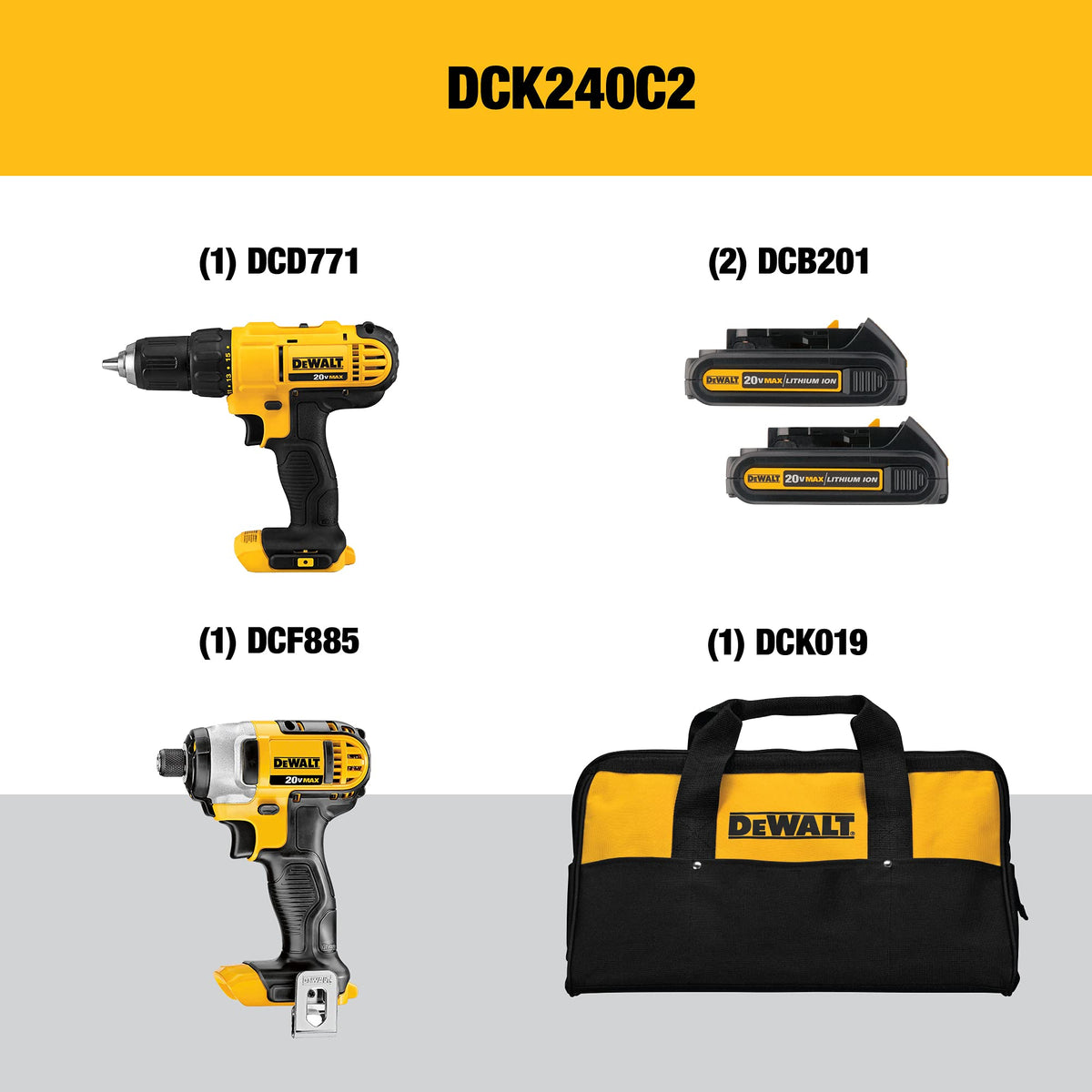 DEWALT DCK240C2 Lithium Driver Impact