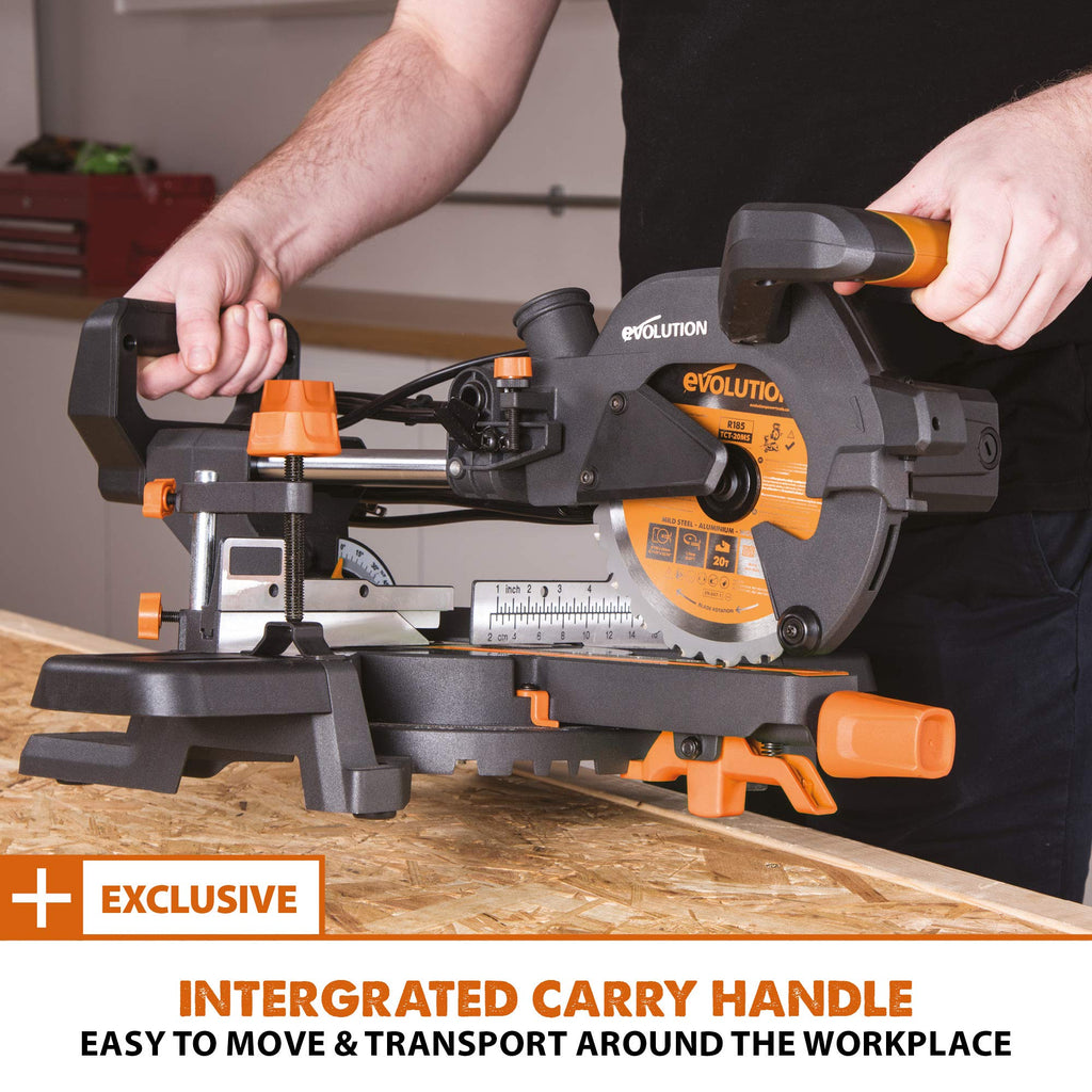 Evolution Power Tools R185SMS+ 7-1/4" Multi-Material Compound Sliding Miter Saw Plus