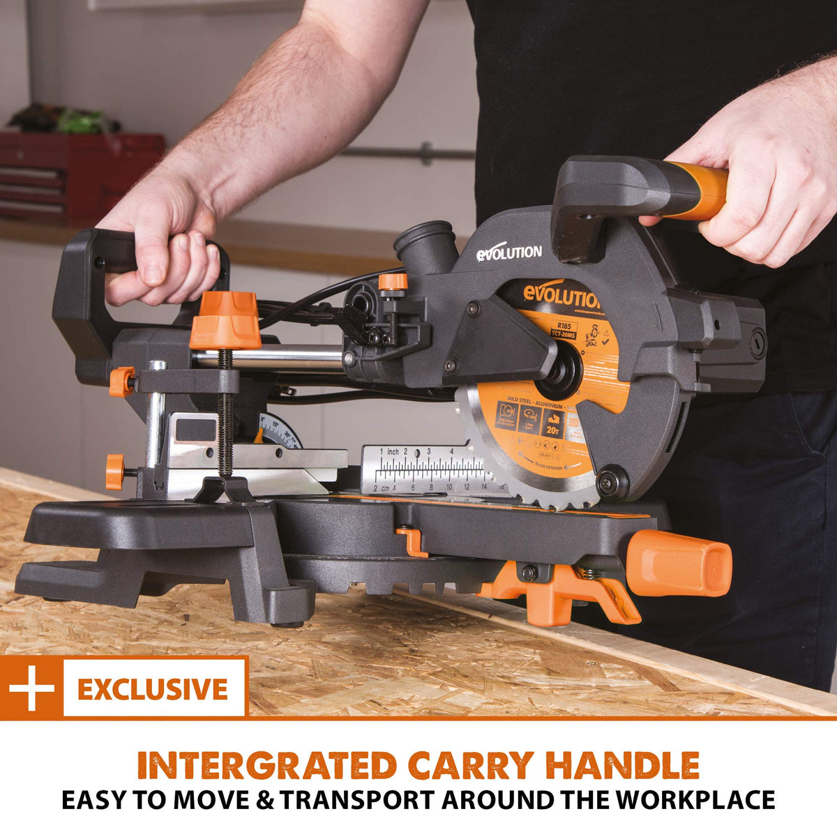 Evolution Power Tools R185SMS+ 7-1/4" Multi-Material Compound Sliding Miter Saw Plus