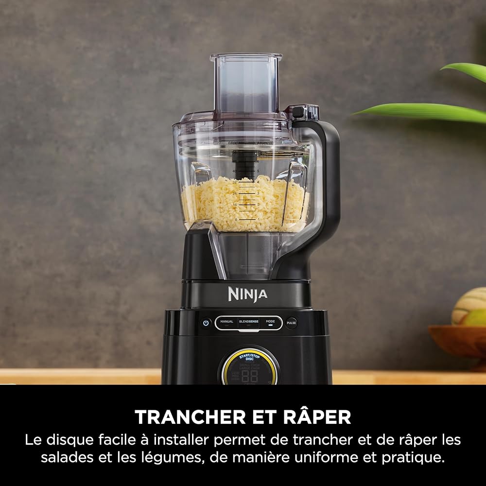 Ninja Detect Power Blender Processor Pro 3-en-1, mixeur 1200W, bol à mélanger, lame malaxeur, gobelet individuel, récipient, pétrir, mixer, hacher et mélanger, noir, TB401EU : Cuisine et Maison
