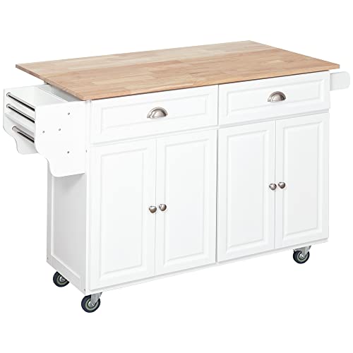 HOMCOM Rolling Drop Leaf Countertop Cabinets
