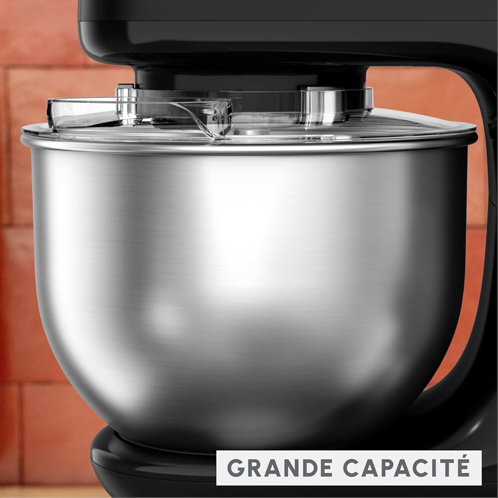 Moulinex Bake essential Robot pâtissier, 800 W, Bol 4.8 L, kit de pâtisserie, Hachoir à viande QA161810, Noir Glama : Cuisine et Maison