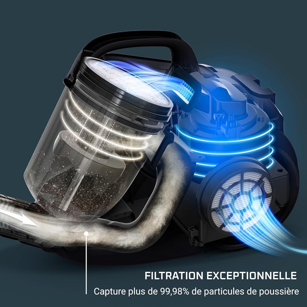 Rowenta Swift Power Cyclonic Aspirateur sans sac, Puissance 900 W max, Compact, Haute filtration, Nombreux accessoires RO2981EA, Bleu, Única : Cuisine et Maison