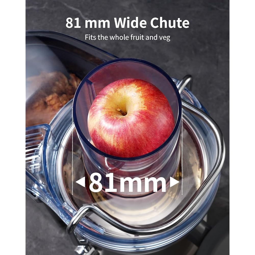 GDOR 1300W Centrifugeuse Extracteur de Jus Avec Arbre D'alimentation Plus Grand de 81mm Pour Fruits et Légumes Entiers Grande Carafe à Jus de 1250ml 3 Vitesses Centrifugeuse Facile à Nettoyer Juicer : Cuisine et Maison