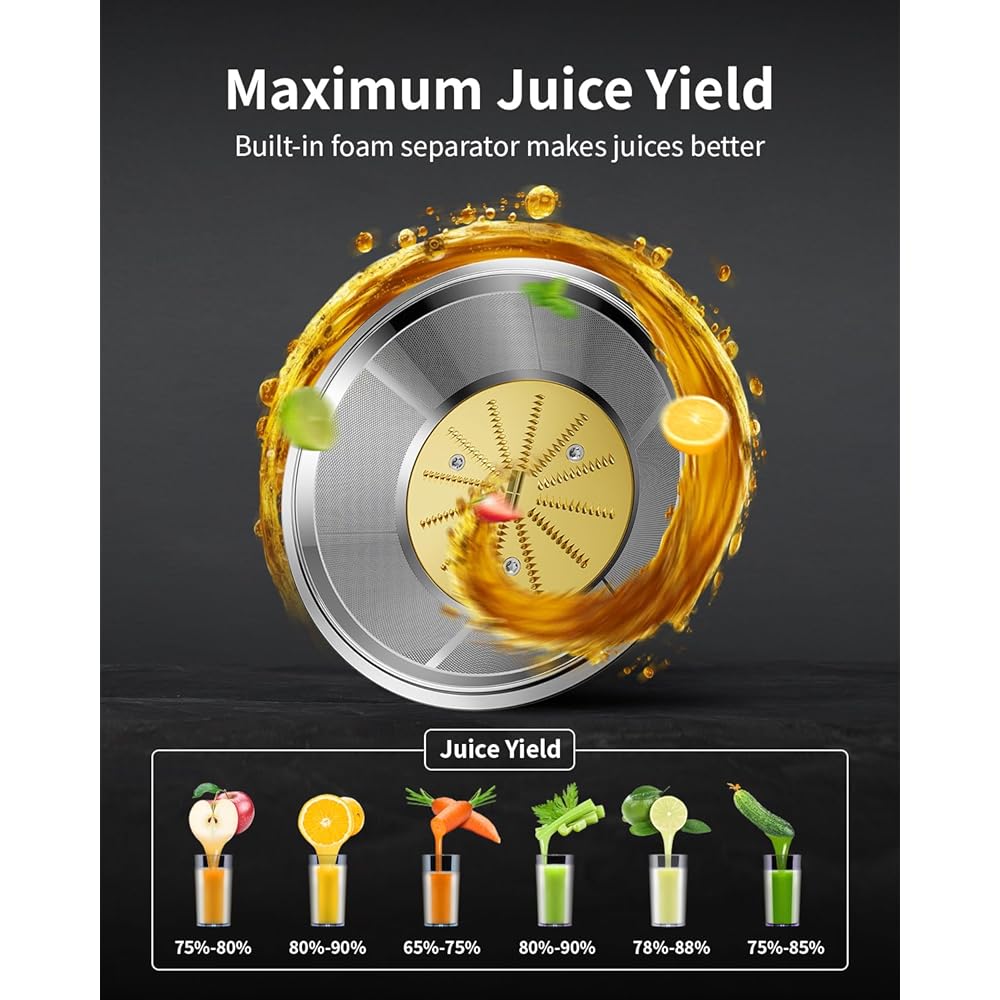 GDOR 1300W Centrifugeuse Extracteur de Jus Avec Arbre D'alimentation Plus Grand de 81mm Pour Fruits et Légumes Entiers Grande Carafe à Jus de 1250ml 3 Vitesses Centrifugeuse Facile à Nettoyer Juicer : Cuisine et Maison