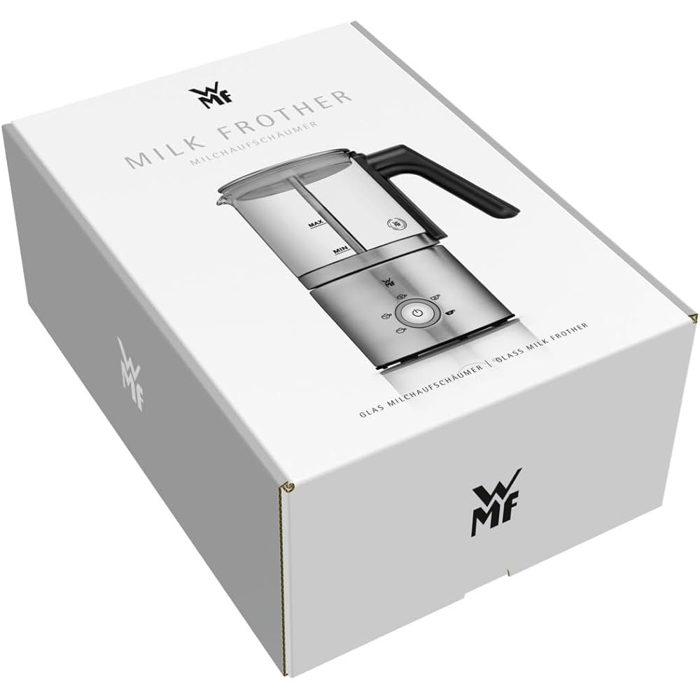 WMF Lono Glas Mousseur à lait électrique, 150-250 ml, 650 W, mixeur Frappe, écran tactile, pour mousse de lait chaud et froid, lait chaud, chauffe-lait, machine à cacao, chocolat chaud, acier : Cuisine et Maison