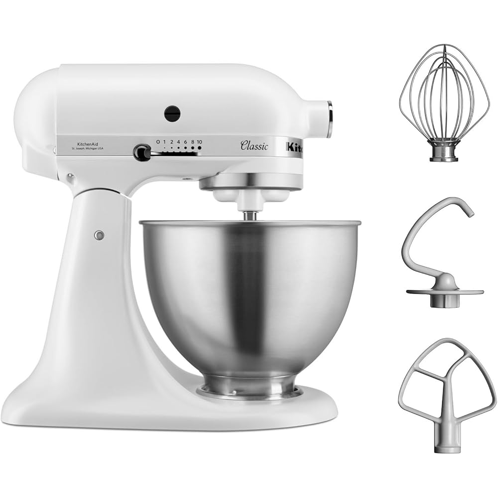Kitchenaid 5K45SSEWH Série "Classic" Robot Mixeur Multifonctions Blanc : Cuisine et Maison