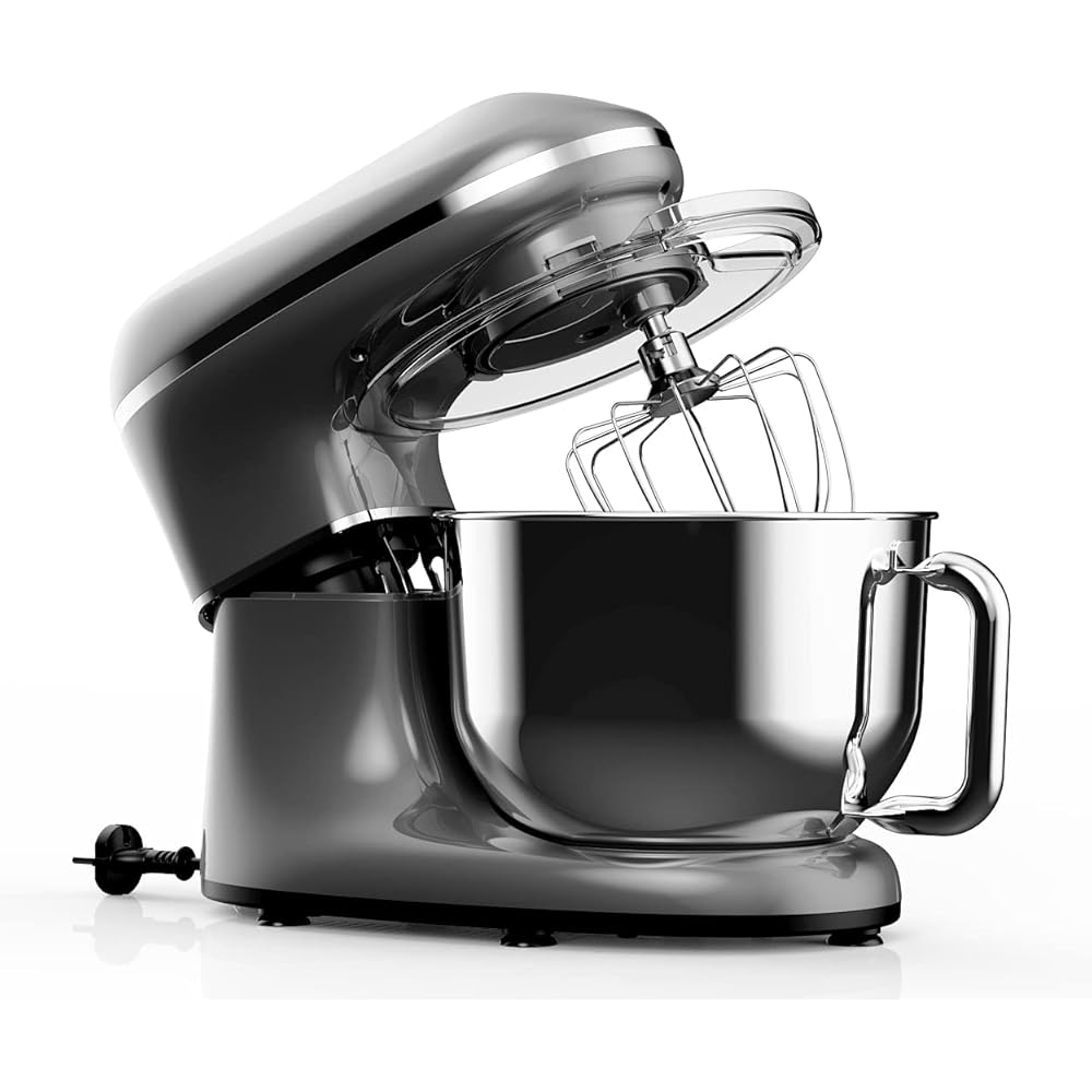 Fentic Robot Pâtissier – 2000W – Bol mélangeur en acier inoxydable (6,2L) – Avec fouet, Crochet pétrisseur et Batteur plat – Incl. et accessoires supplémentaires (Anthracite) : Cuisine et Maison