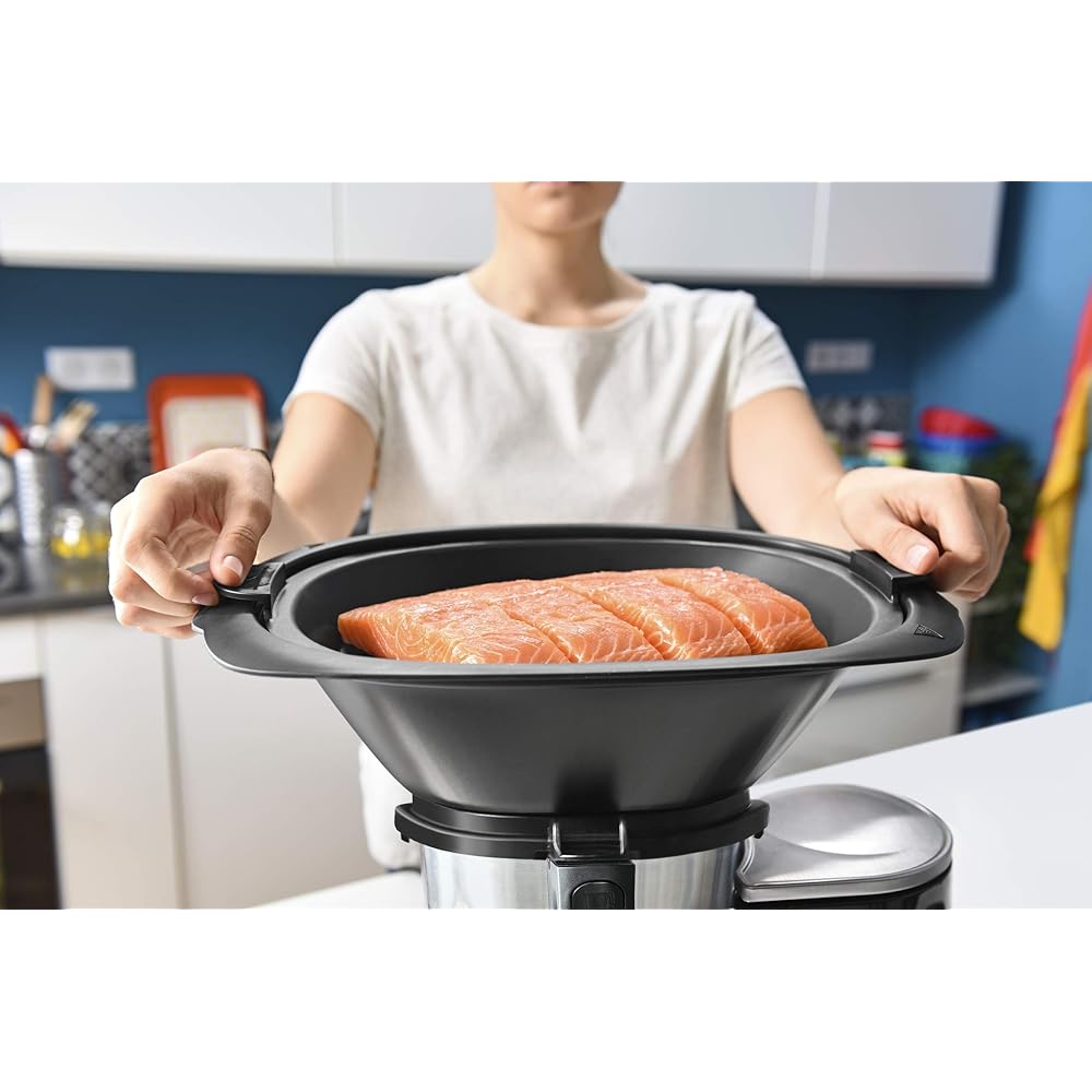 Moulinex Clickchef Robot Cuiseur multifonction compact, 3,6 L, 1400 W, 5 programmes, 32 fonctions, Balance cuisine intégrée, Cuiseur vapeur, Batteur Mélangeur HF456810 [Écran de contrôle en anglais] : Cuisine et Maison