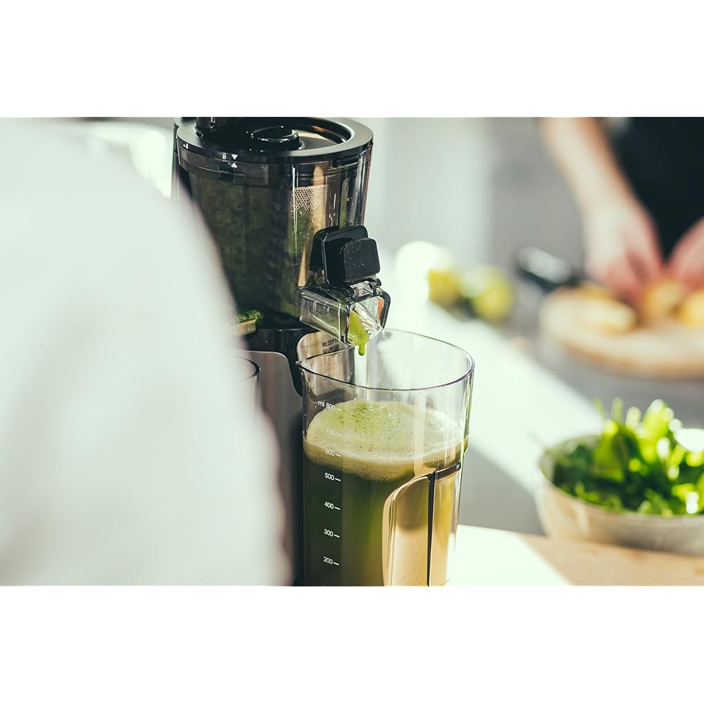 SEVERIN Slow Juicer - Centrifugeuse pour jus, sorbets, glaces, confitures et autres, presse-agrumes électrique en acier inoxydable, nettoyage facile, bac de récupération de 1L, 150 Watt, ES 3571 : Cuisine et Maison