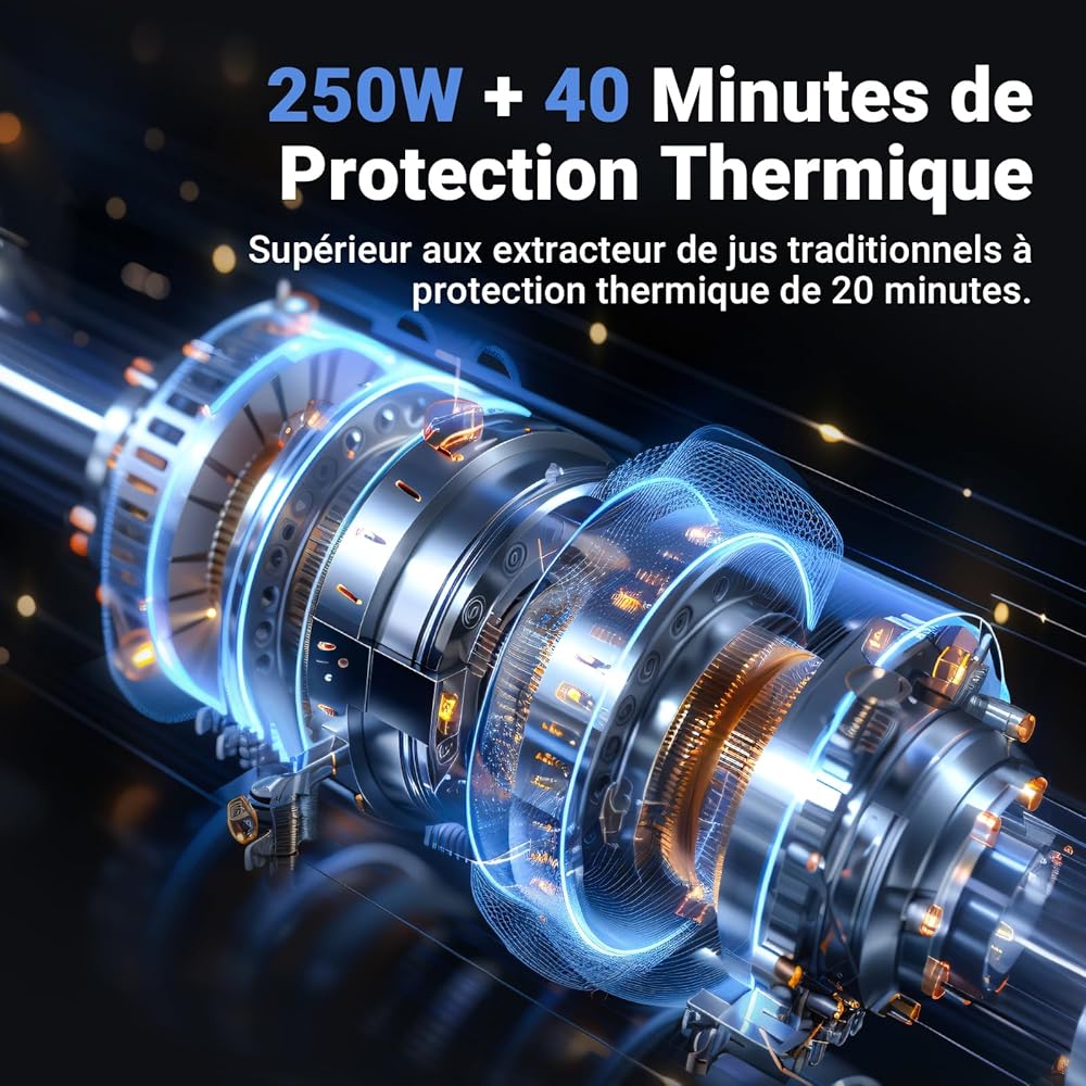 Extracteur de jus AOBOSI 250W-Extracteur de jus de fruits et légumes avec un diamètre de 103MM et 2 filtres sans métal-1.2L Extracteur jus avec 2 brevets et 40 minutes de protection thermique, Gris. : Cuisine et Maison