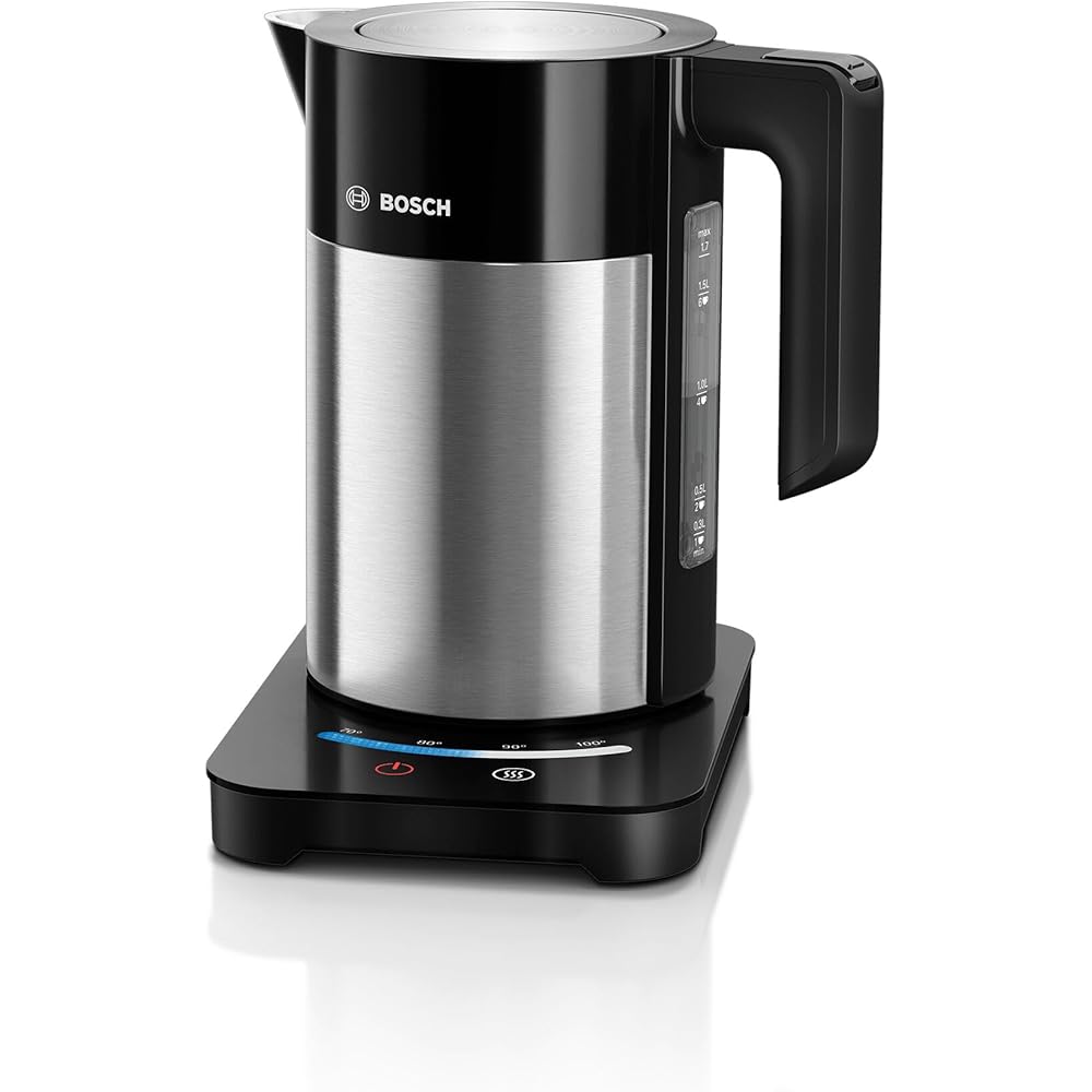 Bosch Electroménager TWK7203 Bouilloire électrique programmable, 2200 W, 1.7 liters, Noir/INOX : Cuisine et Maison