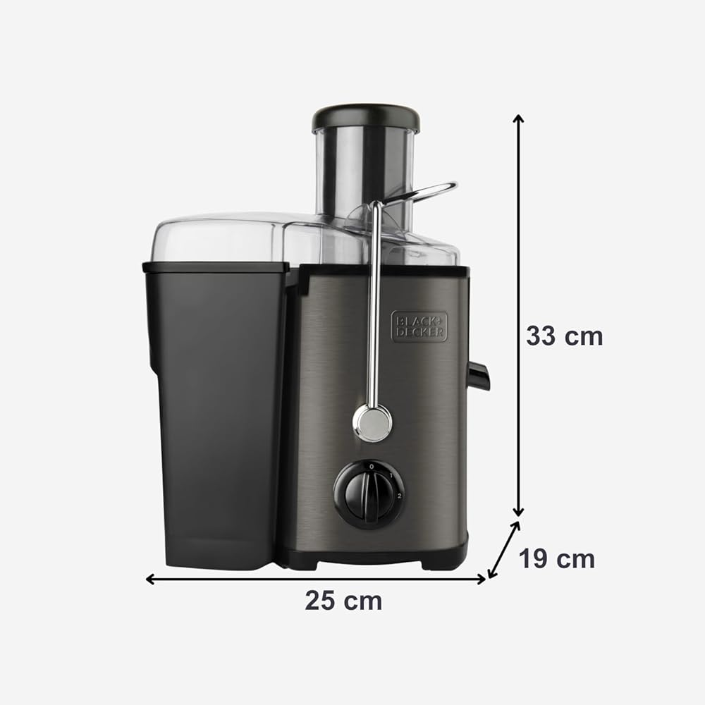 BLACK + DECKER BXJE600E - Centrifugeuse - 600 W - 2 Vitesses - Acier Inoxydable - Gris : Cuisine et Maison