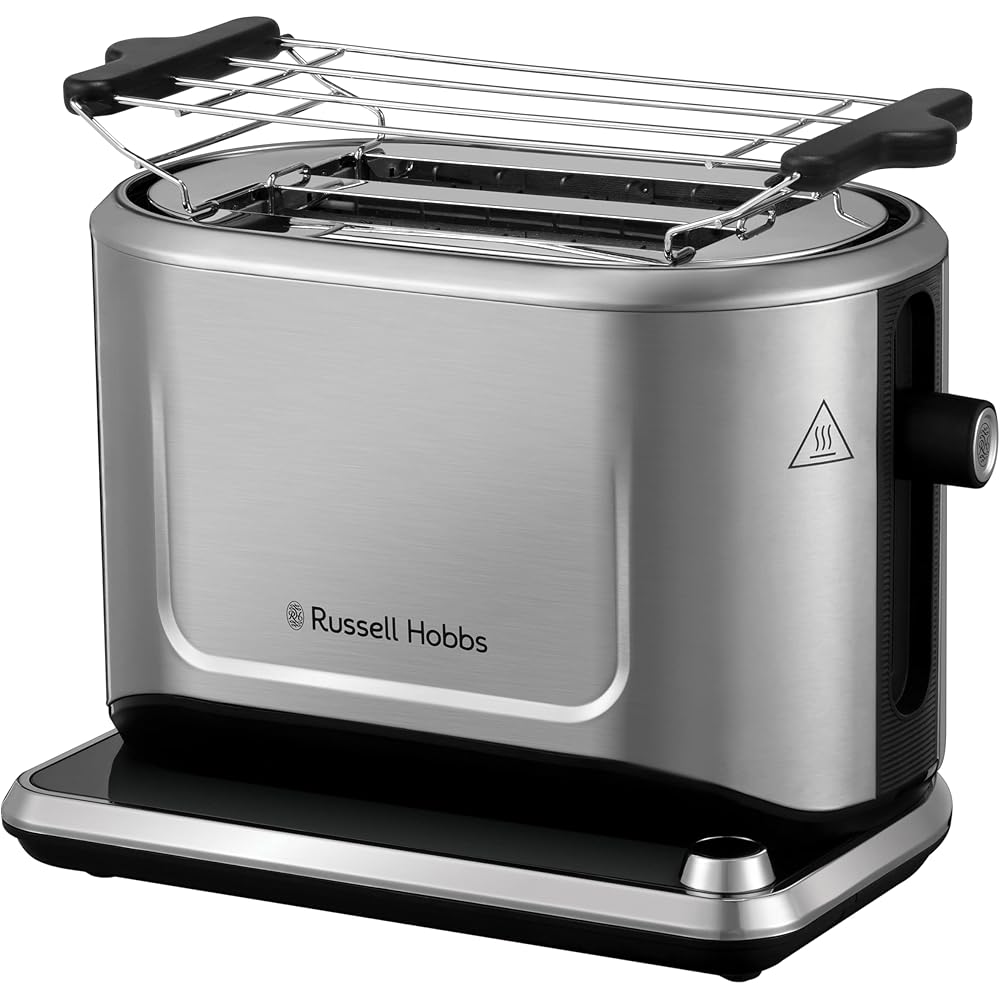 Russell Hobbs Grille Pain [Programmable] Attentiv (Fentes extra larges, Tactile, mémorisele brunissage, Tout type de pain, Surélévation, Chauffe Viennoiserie,Tiroir Ramasse Miettes) Toaster 26210-56 : Cuisine et Maison