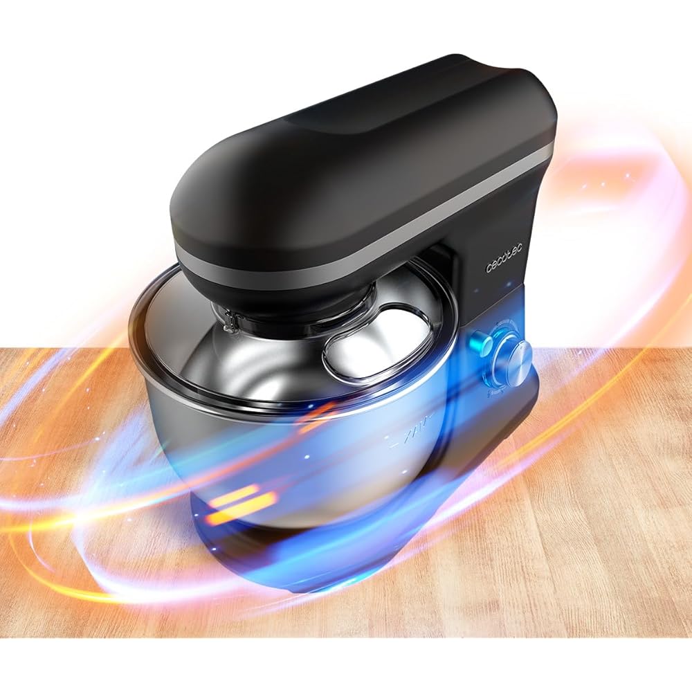 Cecotec Mixeur Cecomixer Merengue 5L 1200 Noir 1200 W à 6 niveaux, 5 fonctions, mouvement planétaire, design élégant, bol en acier de 5 L et accessoires pour fouetter et pétrir : Cuisine et Maison