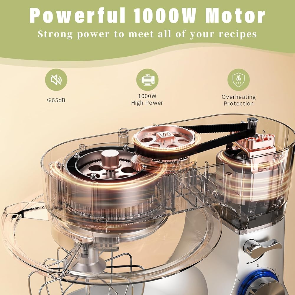 Robot Patissier, Zuccie 5 L Robot Pâtissier, 1000W Robot Cuisine avec Fouet, Batteur, Crochet, Bol d'Acier Inoxydable et Pare-éclaboussures, 8+P Vitesses Robot Pétrin Professionnel (Noir) : Cuisine et Maison