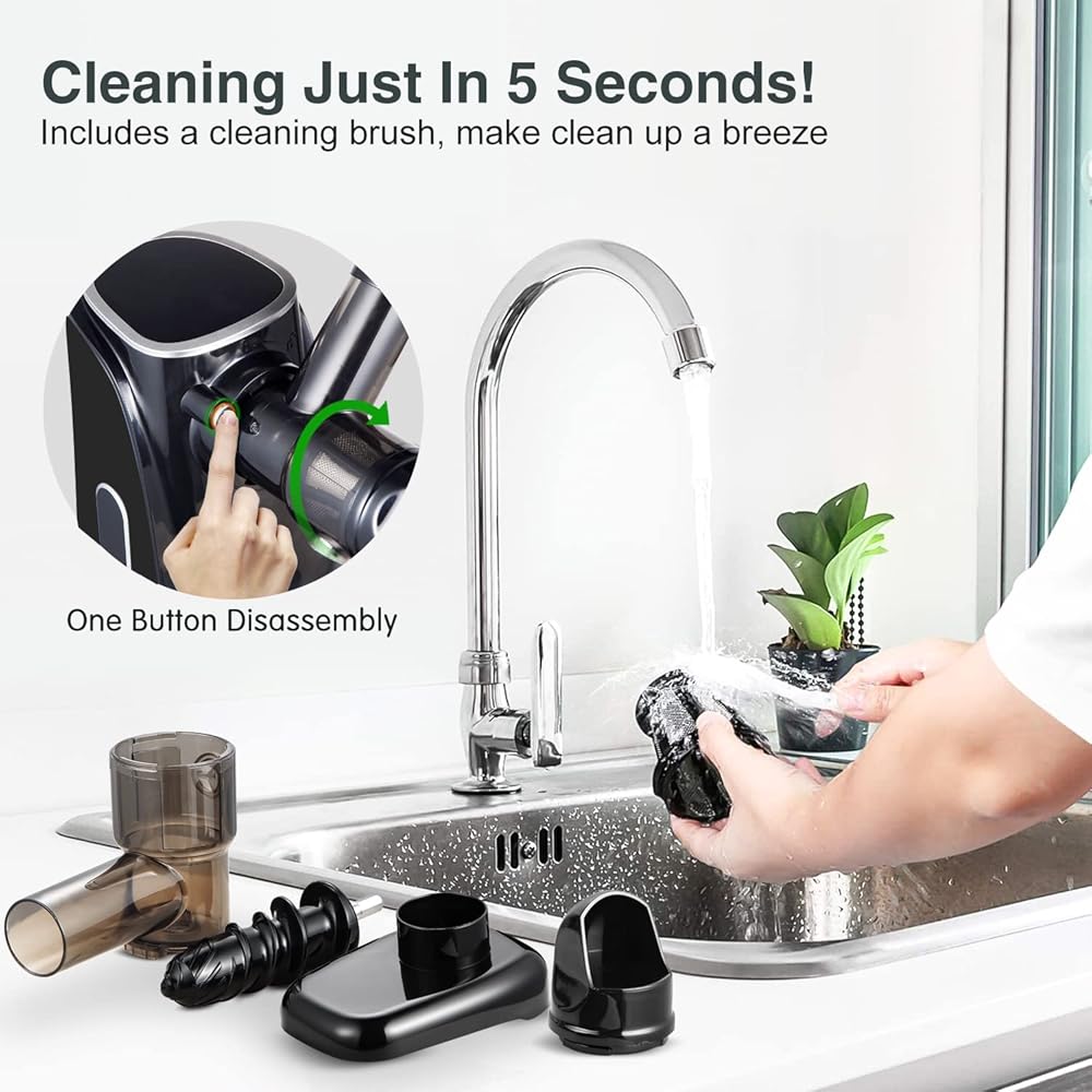 AMZCHEF Extracteur de Jus avec Double Vitesse Modes (Soft et Hard) - Extracteur de Jus de Fruits et Légumes - Juicer Machine avec Bouteille à jus Portable et 2 Tasses - Noir : Cuisine et Maison