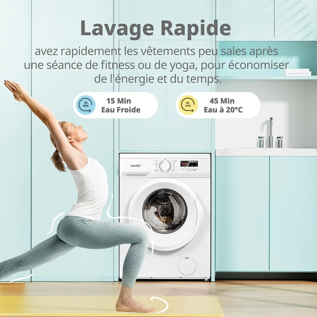 CFE12EW80/W-FR Lave-linge frontal 8KG, 15 Programmes, Prélavage, Blanc