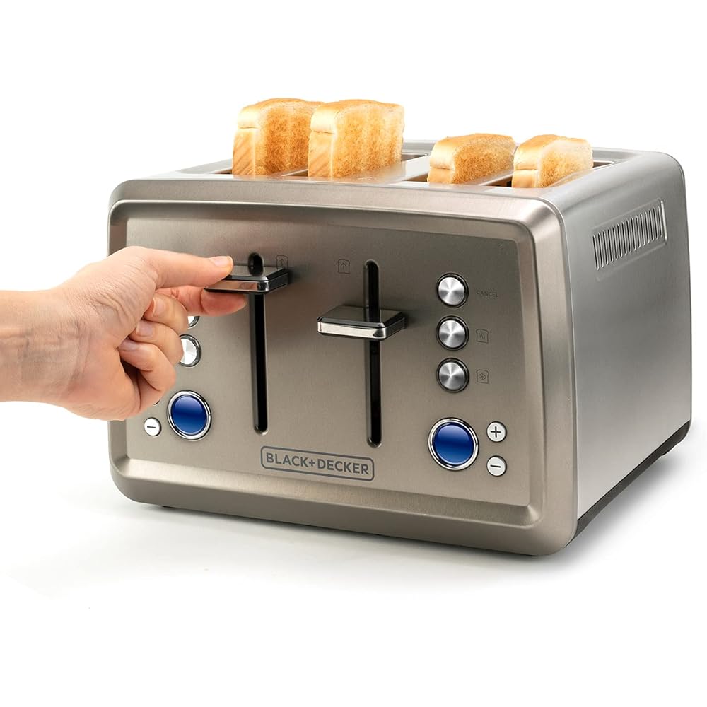 BLACK+DECKER Grille-pain, Inox, Avec chauffe-pain : Cuisine et Maison