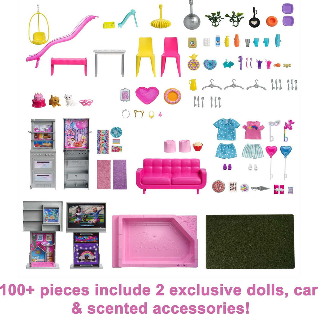Barbie Deluxe Special Edition 60th DreamHouse Dollhouse Playset with 2 Dolls, Car and 100+ Pieces