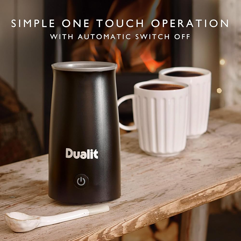 Dualit Mousseur à lait portatif idéal pour les blancs plats, les chocolats chauds, les cappuccinos lattes et plus encore - Fonctionnement One Touch - mousseur filaire : Cuisine et Maison